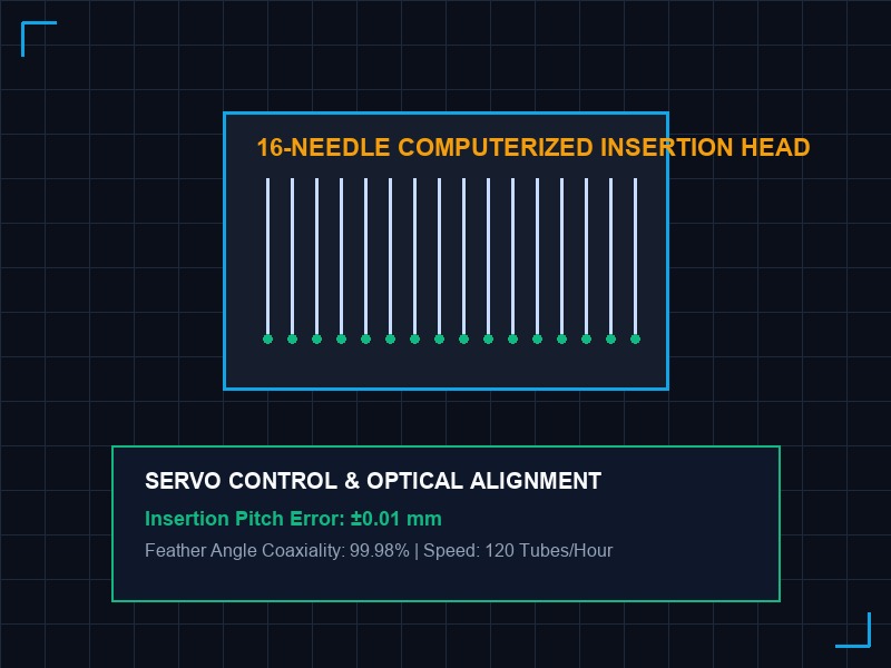 Computerized 16-Needle Automatic Shuttlecock Insertion Machine with Servo Motor Control and ±0.01mm Pitch Tolerance